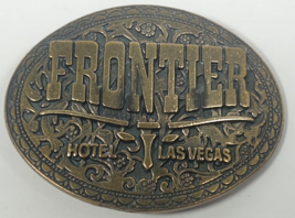 Vintage Gold Brass Tone Frontier Hotel Casino Las Vegas Belt Buckle 3.25&quot; x 2.5&quot; - £8.78 GBP