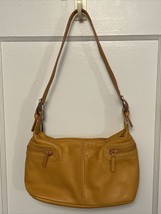 Tignanello Mustard Yellow Leather Multipocket Shoulder Purse Bag CLEAN &amp; NICE - £31.60 GBP