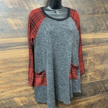 Chris &amp; Carol Plaid Dress Women Size Medium Gray Red Black Front Pockets - £10.61 GBP