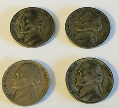 Jefferson Nickel 1943S 1944D 1945P 1940 WWII Circulated 35% Silver Lot of 4 #1 - £7.05 GBP