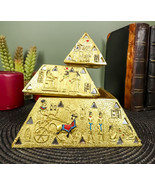Egyptian Golden Hieroglyphic Pyramid Of The Gods Stackable Jewelry Box S... - $39.37 CAD