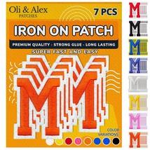 Iron On Letters 2.4 Inch - 7 Pcs Of M Orange Patches Letters For Clothin... - £14.17 GBP