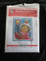 Started SETODA DA498 CHRISTMAS CAT 11-CT Cross Stitch KIT - approx. 16&quot; ... - £9.44 GBP
