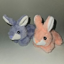 2 Bunny Rabbit Plush Lot Small 5&quot; Easter Purple Peach Sewn Eyes Inter-Am... - £11.64 GBP