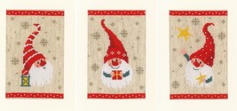 DIY Vervaco Christmas Cards Craft Gnomes Elves Santa Counted Cross Stitch Kit - £20.69 GBP