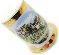 Hohenschwangau Castle Germany Gold Trimmed Thimble Porcelain Vintage - $14.83