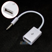 3.5Mm Male Aux Audio Plug Jack To Usb 2.0 Female Converter Cable Cord White - £11.01 GBP