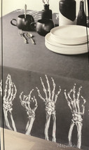 Fright Fest Halloween Skeleton Hands Black White Fabric Tablecloth 60x84&quot; - $41.04