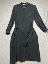 VTG Tracer Sport Silk Shirt Button Up Midi Dress Wmn Size 10 Long Sleeve - $42.88