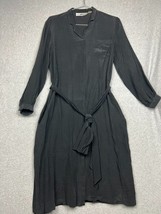 VTG Tracer Sport Silk Shirt Button Up Midi Dress Wmn Size 10 Long Sleeve - £33.60 GBP