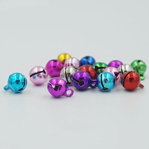 Bluemoona 100 PCS - 6MM 1/4" Jingle Bell Mixed Color Charms Craft Sewing