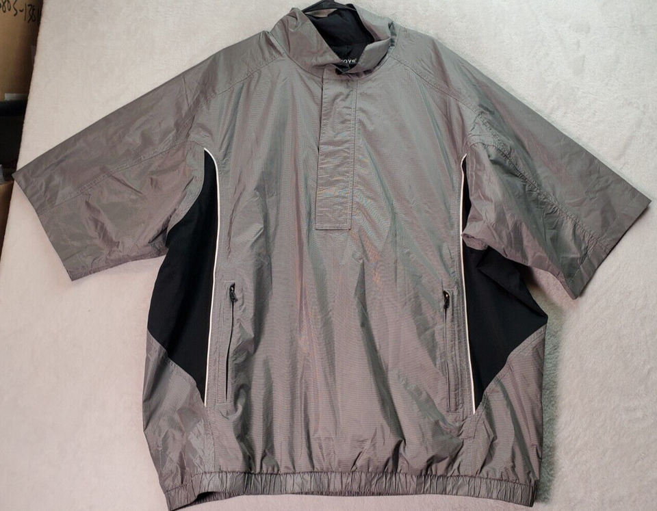 FootJoy Golf Jacket Mens 2XL Gray Polyester Short Sleeve Pockets 1/4 Zip Popover - £28.18 GBP