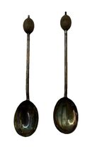 Set of 2 Coffee Bean Demitasse Spoons Silver Plate JL Vase Urn French 4” - $446.42 MXN