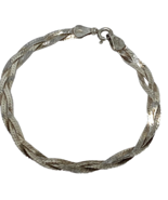 Vintage Italian Sterling Silver Braided Bracelet, 7.25&quot; - €16,30 EUR