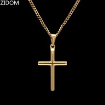 Gold Color Stainless Steel Cross pendant necklaces Men Hiphop/Rock fashion vinta - £14.09 GBP
