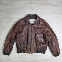 Vintage Leather Bomber A2 Jacket 90s Aviator Flight Burma Run Size L DIS... - €42,58 EUR