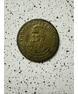 VTG Brass Thomas Jefferson Coin w Trivia Info Back 1.25&quot; - $6.73 CAD