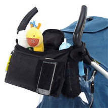 Black Universal Stroller Organizer Bag 2 Cup Holders With Mesh Cell Phon... - $16.42