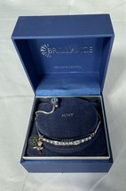 NIB-Brilliance Two Tone Crystal &quot;Aunt&quot; Adjustable Channel Bar Bracelet 7&quot; - £12.50 GBP