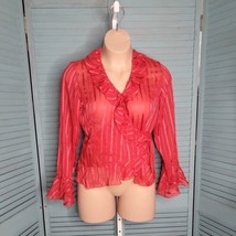 NY Collection Classy Red Tie Front Cardigan ~ Sz L ~ Long Sleeve - £17.69 GBP