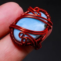 Blue Opal Gemstone Ethnic Wire Wrapped Handcrafted Copper Jewelry Ring 5" SA 731 - £3.97 GBP