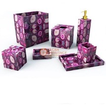 Pink Agate Bathroom Set Handmade Living Room Bathroom Accessories Decoration Set - £883.16 GBP