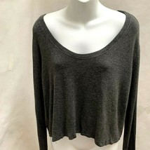 Brandy Melville One Size Top Gray Stretch Knit Crop Long Sleeve Cool Sof... - £14.64 GBP