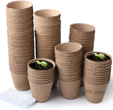Peat Pots, 100 Pack 3.15 Inch Seed Starter Pots round Plant Nursery Pots... - £19.18 GBP