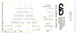 Yes Concert Ticket Stub March 12 1984 Kansas City Missouri - £27.45 GBP