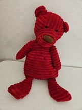 Jellycat Cordy Roy Red Teddy Bear 16&quot; Plush Stuffed Animal Corduroy Brown Nose - £12.21 GBP