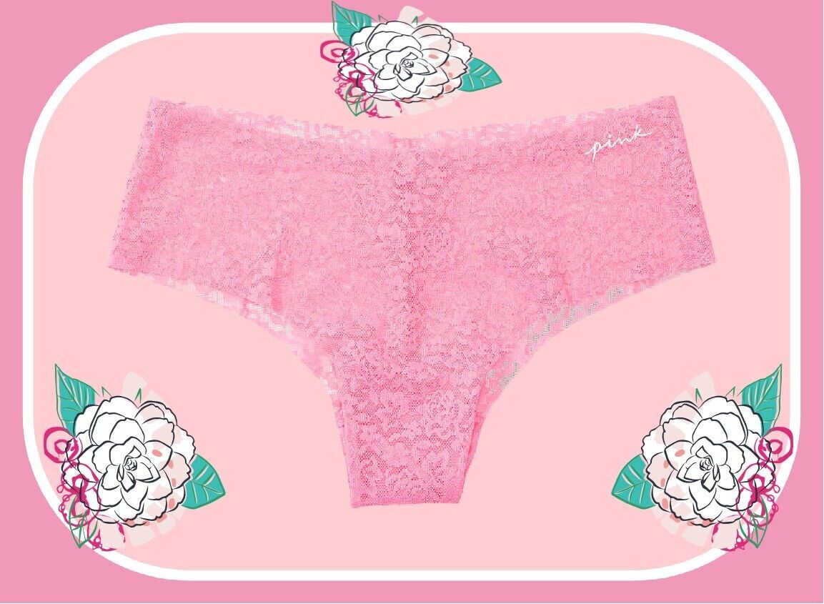 Primary image for XL  Flamingo Rose Pink NOSHOW All Lace Victorias Secret PINK Cheekster Panty