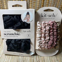 Kitsch Ultra Petite Satin Scrunchies Black Pink Lot of 11 - £15.65 GBP