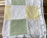 Cocalo Green Yellow White Satin Plush Block Square Patchwork Baby Blanke... - $31.34