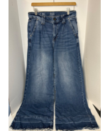 ANA (a new approach) Women’s High Rise Wide Leg Crop Jeans Size 8 Fringe... - $23.63