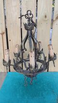 Antique Vintage 1930&#39;s Brass Chandelier Candelabra Ceiling Light Fixture - €122,36 EUR