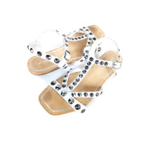 $90 JEFFREY CAMPBELL Sandals 7  Women&#39;s White Amaryl Studded Sandal *LOV... - £22.30 GBP