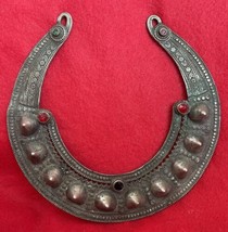 Vintage Ethnographic Kuchi Tribe Spiked Collar Necklace With Glass Beads - £40.21 GBP
