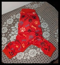 NEW Red Multi-Color Paw Print Light Weight Dog 4-Legged Pajamas Size S - $9.95