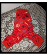 NEW Red Multi-Color Paw Print Light Weight Dog 4-Legged Pajamas Size S - $182.83 MXN