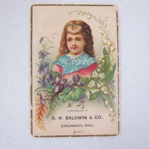 Antique Victorian Trade Card DH Baldwin Cincinnati Story &amp; Clark Organ Girl RARE - £8.03 GBP