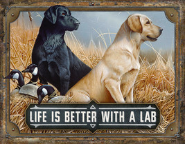 Life is Better With Lab Dog Hunt Cabin Hunting Garage Wall Décor Metal Tin Sign - £12.65 GBP