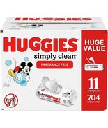 Huggies Simply Clean Fragrance-Free Baby Wipes, 11 Flip-Top Packs (704 W... - £15.86 GBP