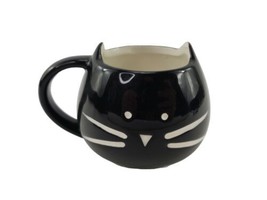 10 Strawberry Street Black Cat Face Kitten Coffee Tea Mug Cup White Paint - £6.95 GBP