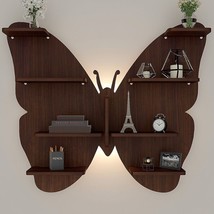 Backlit Wood Wall Shelf Butterfly Shape / Book Shelf / Night Light - £227.52 GBP