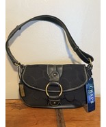 VTG Chaps Ralph Lauren Millbrook Black Faux Leather Canvas Shoulder Bag ... - $439.19 MXN
