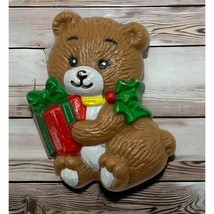 Christmas Teddy Bear Refrigerator Magnet Vintage Decor Brown Gift Giving... - $9.97