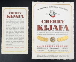 2 VTG JJ Jacobsen Cherry Kijafa Danish Wine Labels 3.75x5 Copenhagen Den... - £17.92 GBP