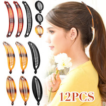 12Pcs Large Banana Hair Clips Hairclip For Women Girl Thin Ponytail Holder Combs - £17.57 GBP