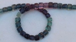 8 inch long strand faceted fluorite gemstone cube beads, 5 mm -- 6 mm,, natural  - £23.47 GBP