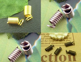 Coil Crimp End Cord Connectors Gold Silver Plated or Dull Silver 4x8MM o... - $3.95